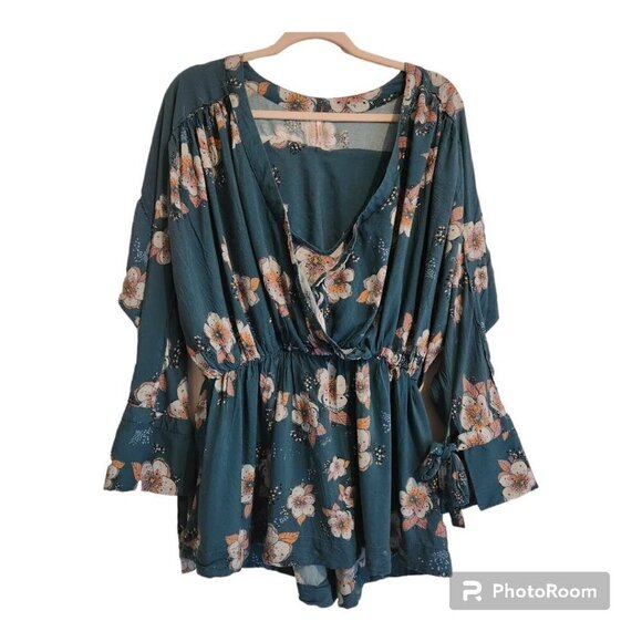 Free People Tuscan Dreams Tunic Top Turquoise Pink White Medium πΈ - Picture 5 of 16